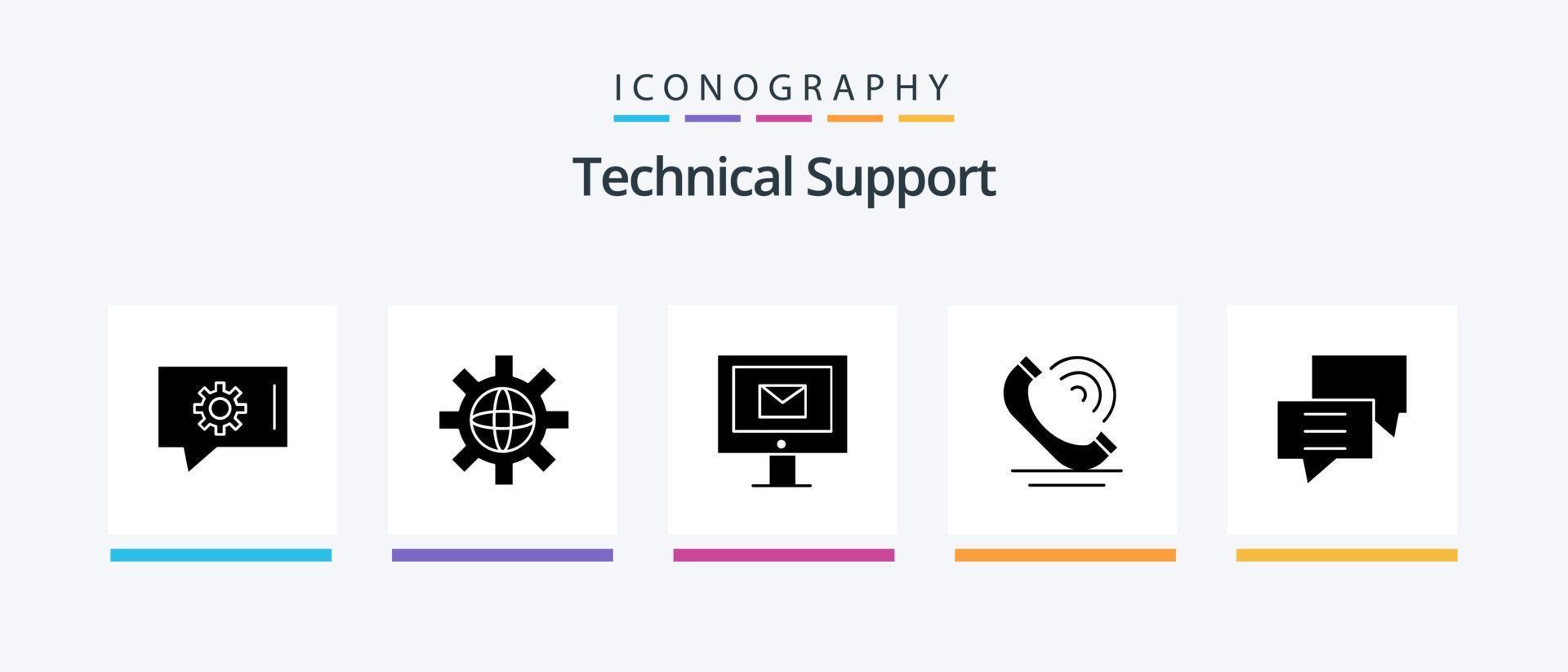 Technical Support Glyph 5 Icon Pack Including customer. bubbles. mail. services. communication. Creative Icons Design vector