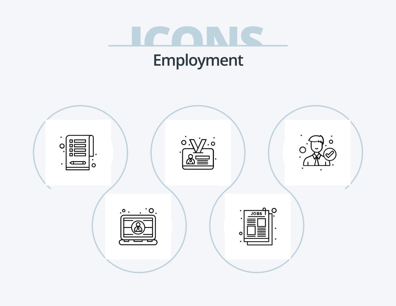 Employment Line Icon Pack 5 Icon Design. reject. office. computer. employee. user vector