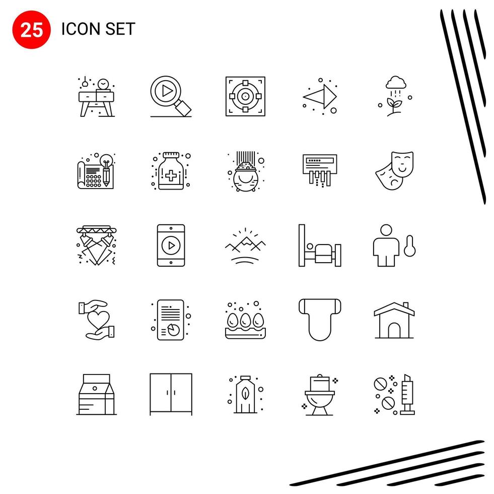 25 Line concept for Websites Mobile and Apps spring cloud achievement cloud rain direction Editable Vector Design Elements