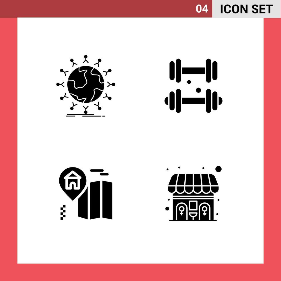 Stock Vector Icon Pack of Line Signs and Symbols for global home globe fitness map Editable Vector Design Elements