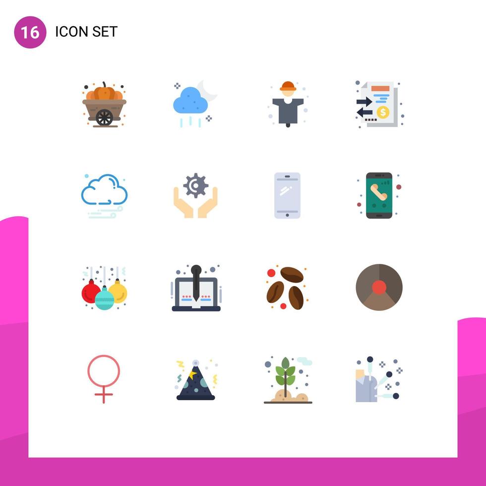 User Interface Pack of 16 Basic Flat Colors of cloud stack agriculture files production Editable Pack of Creative Vector Design Elements