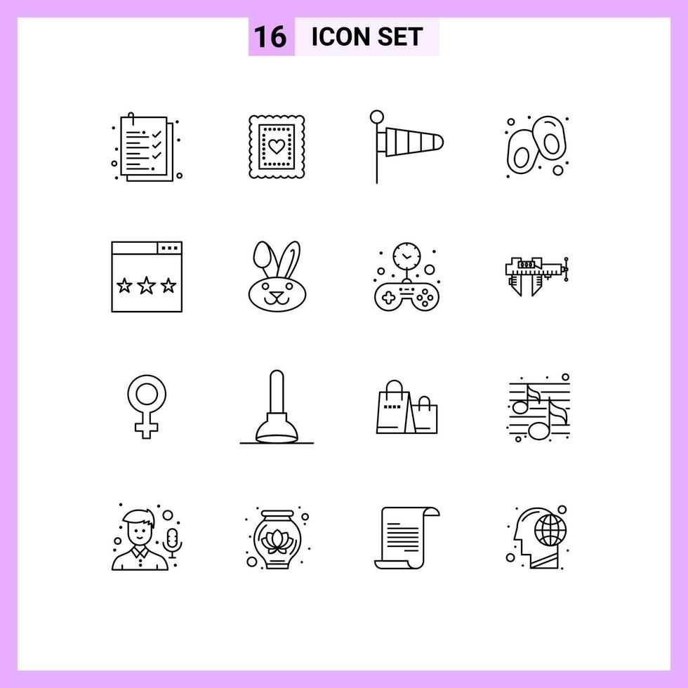 Editable Vector Line Pack of 16 Simple Outlines of ranking media parachute engine line Editable Vector Design Elements