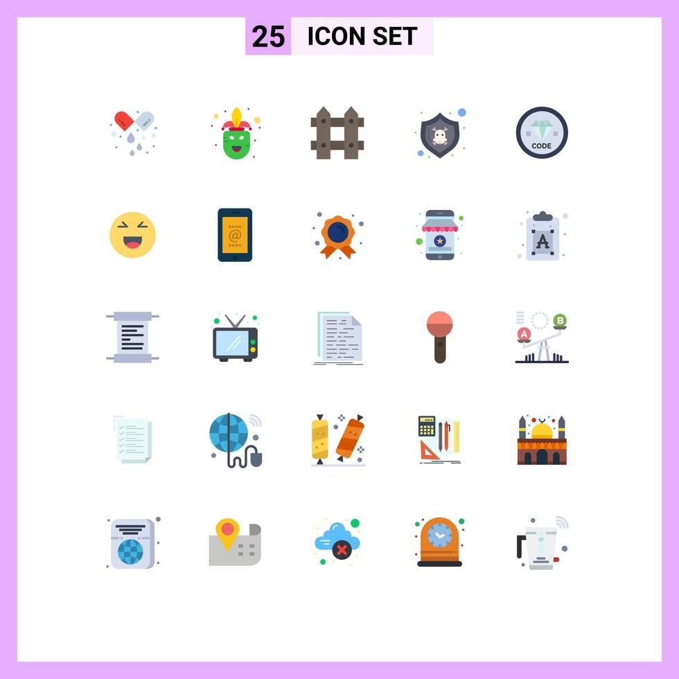 Set of 25 Modern UI Icons Symbols Signs for coding shield flower security danger Editable Vector Design Elements