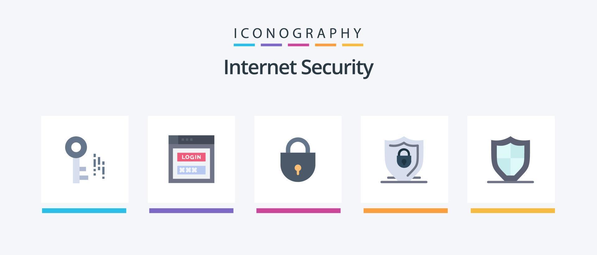 Internet Security Flat 5 Icon Pack Including protection. security. internet. lock. internet. Creative Icons Design vector