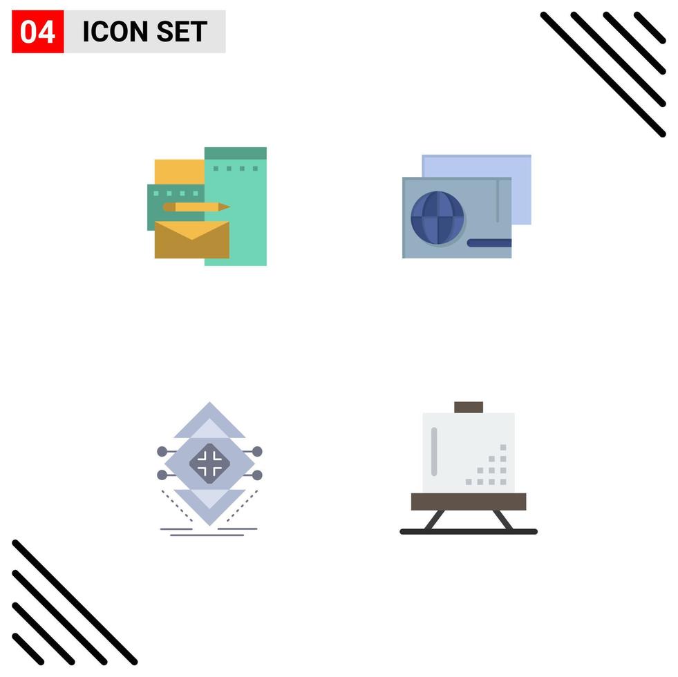 Stock Vector Icon Pack of 4 Line Signs and Symbols for advertising data corporate passport science Editable Vector Design Elements