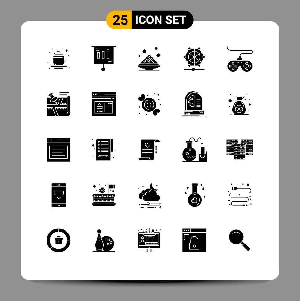 Set of 25 Modern UI Icons Symbols Signs for controller language dessert learning dish Editable Vector Design Elements