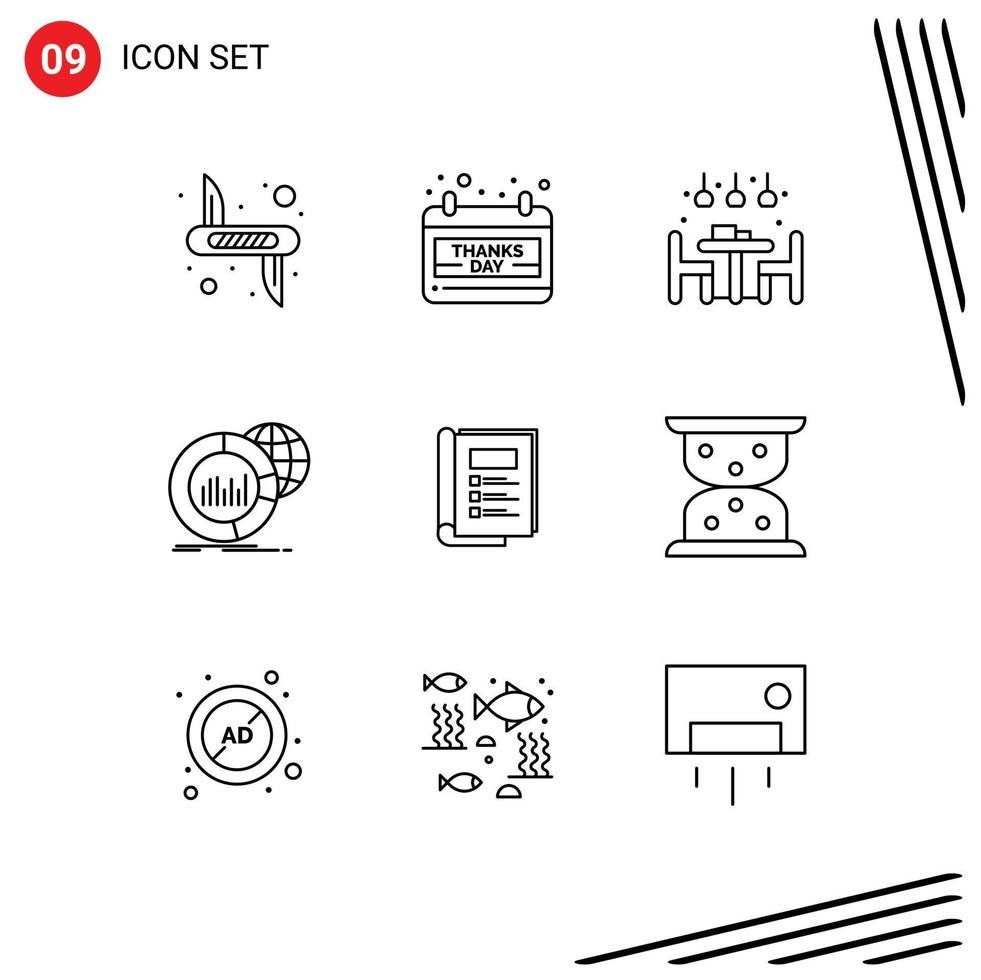 9 Creative Icons Modern Signs and Symbols of infographic data thanks day chart dinner Editable Vector Design Elements