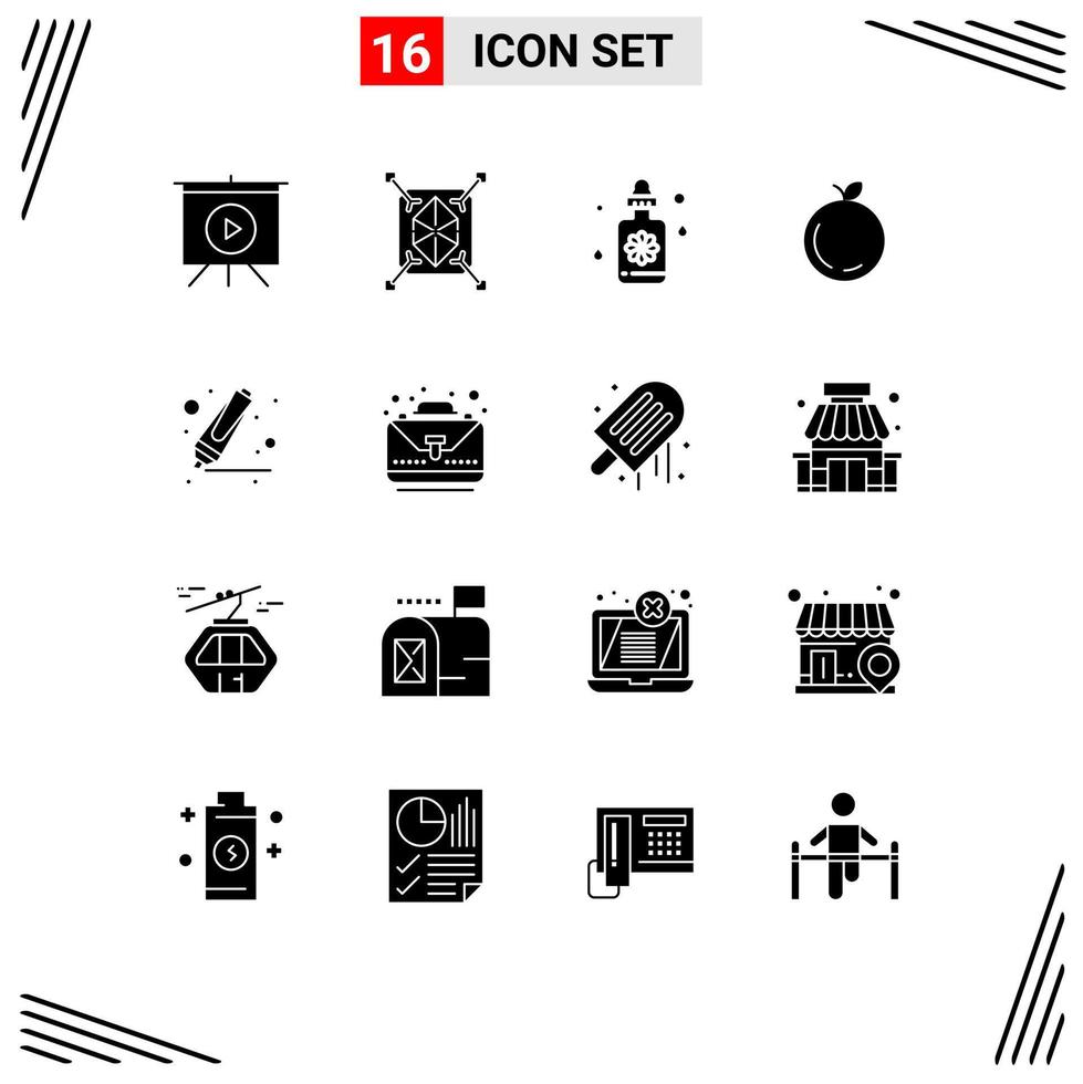 Set of 16 Modern UI Icons Symbols Signs for case marker treatment highlighter chinese Editable Vector Design Elements