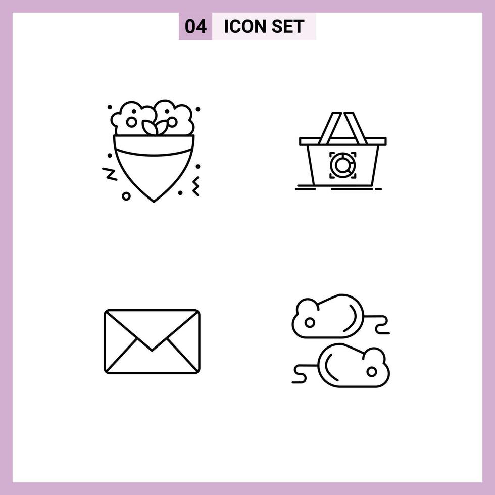 4 Universal Line Signs Symbols of fast mail crepe basket sms Editable Vector Design Elements