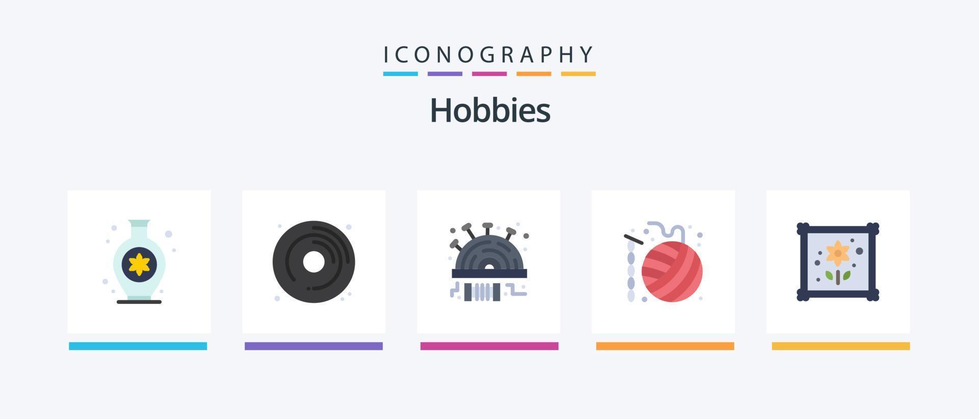 Hobbies Flat 5 Icon Pack Including hobbies. knit. pincushion. hobbies. crafts. Creative Icons Design vector