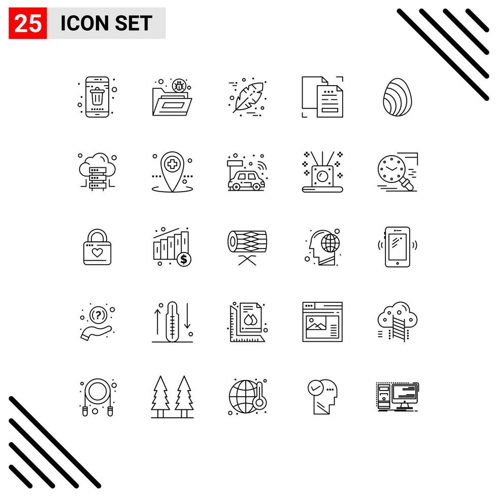 Universal Icon Symbols Group of 25 Modern Lines of duplicate data security copy thanksgiving Editable Vector Design Elements