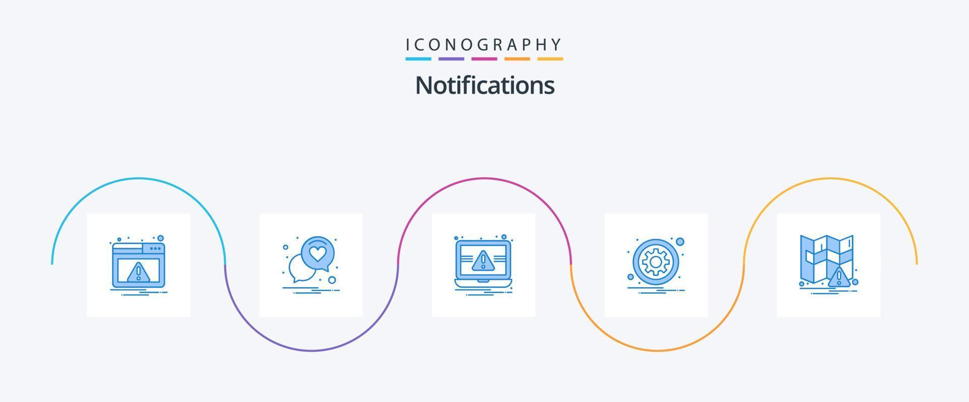 Notifications Blue 5 Icon Pack Including map. setting. essentials. sign. circle vector
