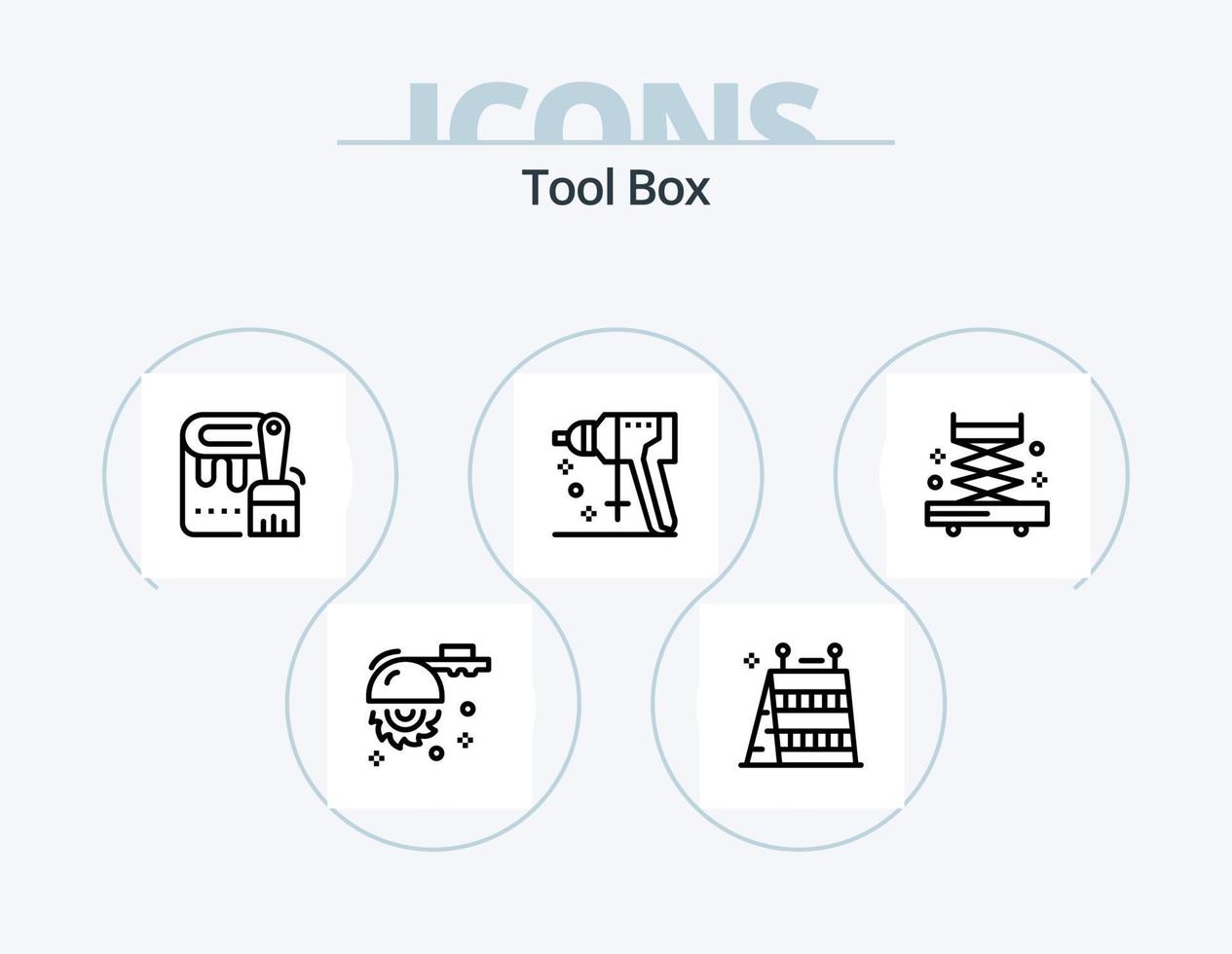 Tools Line Icon Pack 5 Icon Design. tool. tool. barrier. roller. dye vector