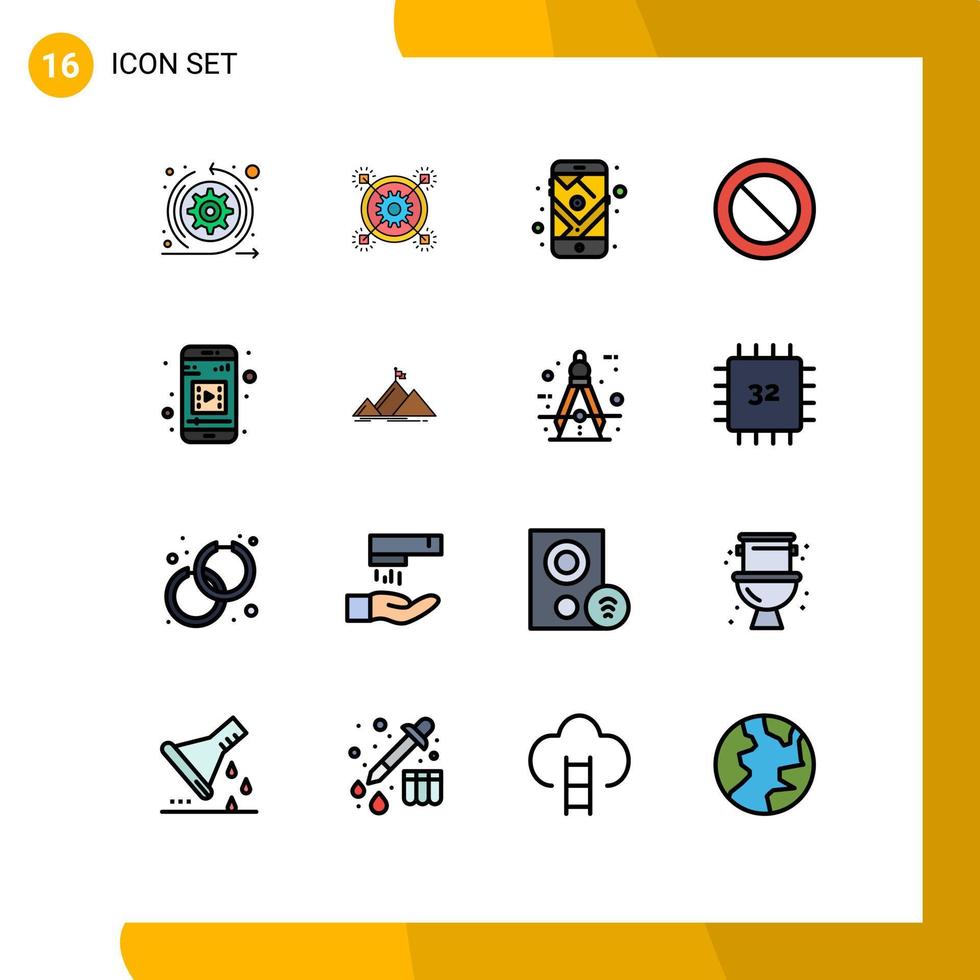 16 Creative Icons Modern Signs and Symbols of mobile media set gear basic route Editable Creative Vector Design Elements