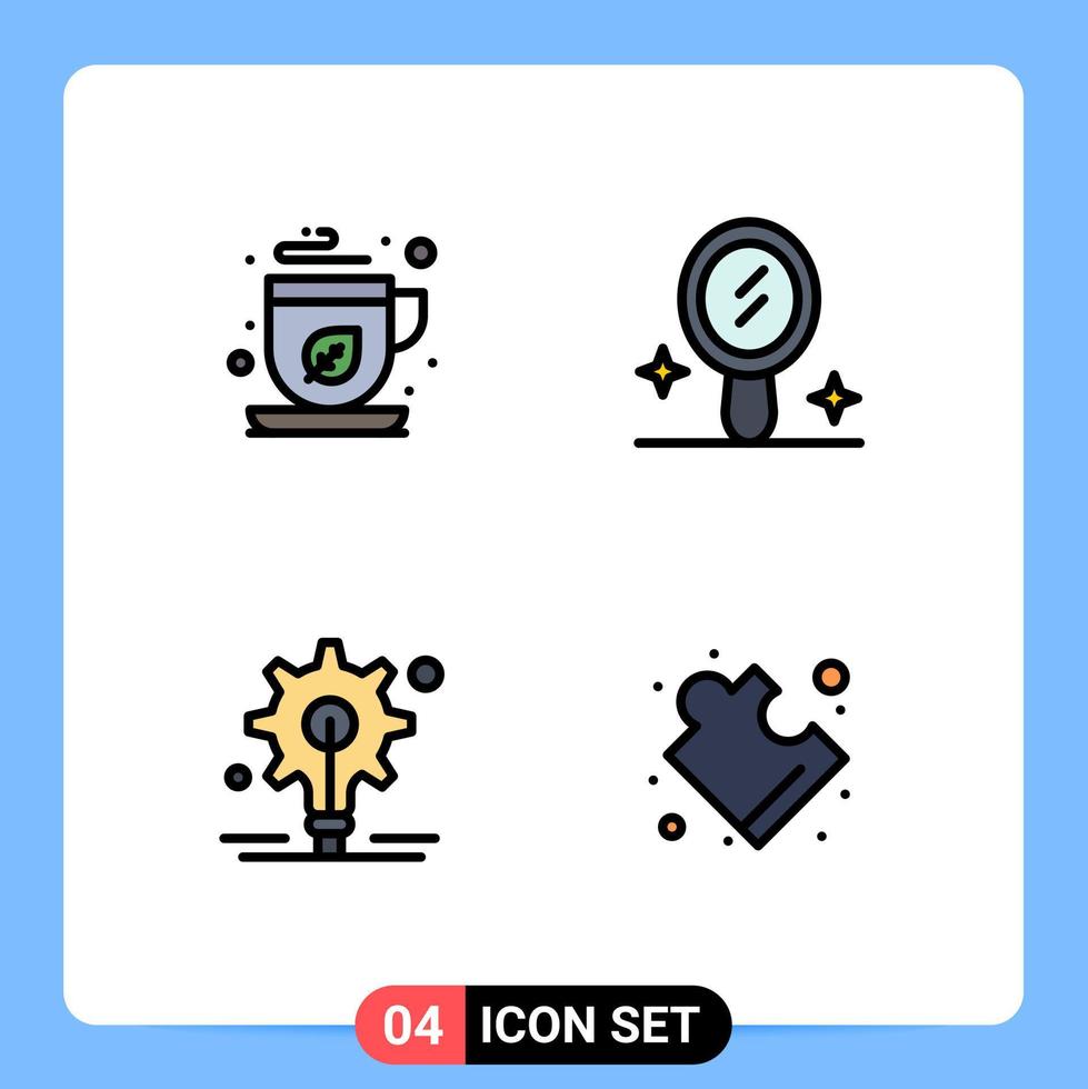4 Creative Icons Modern Signs and Symbols of green complex tea bulb solution Editable Vector Design Elements