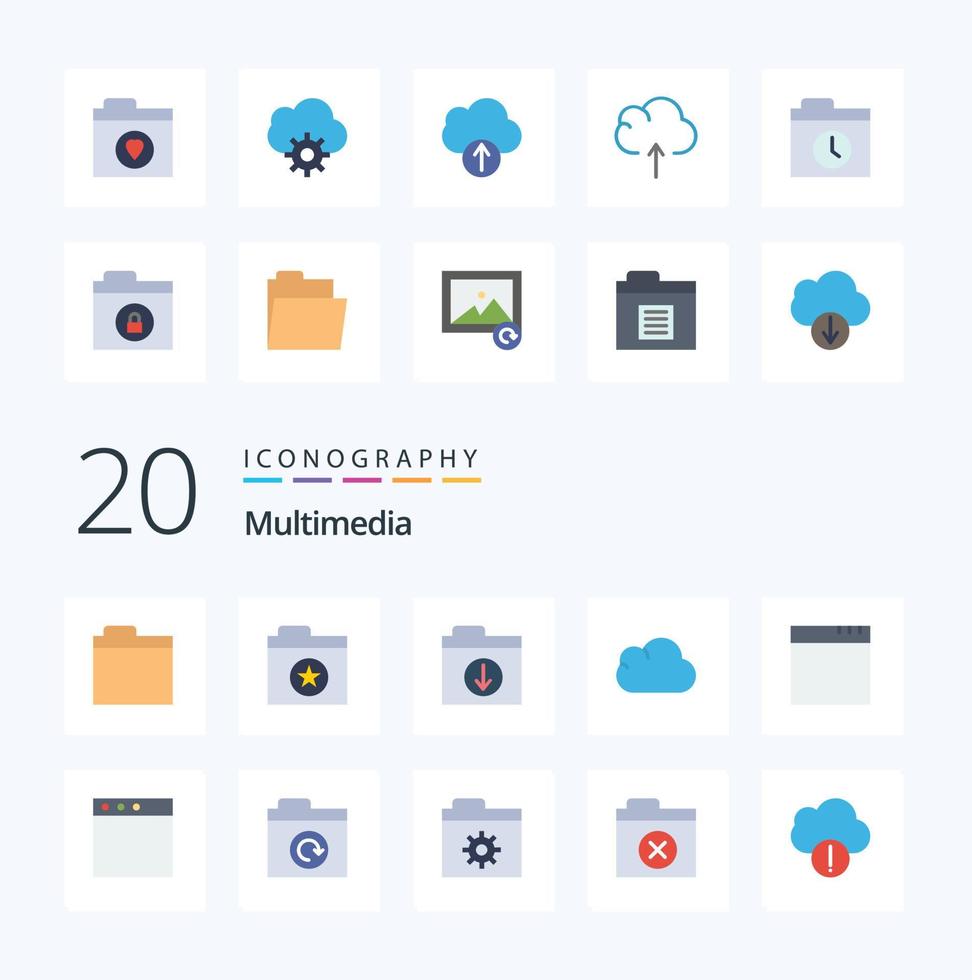 20 Multimedia Flat Color icon Pack like folder mac folder app app vector