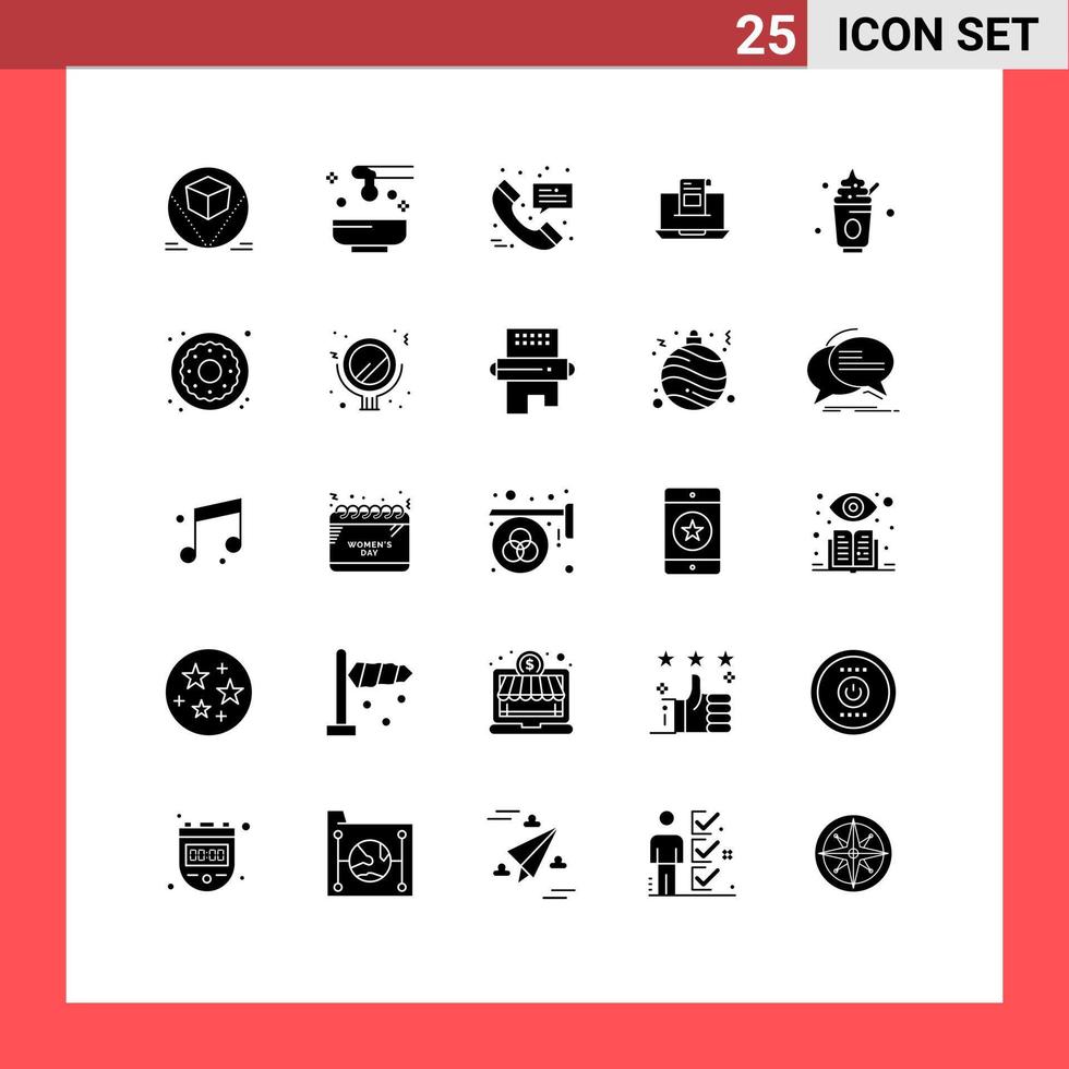 Universal Icon Symbols Group of 25 Modern Solid Glyphs of envelope e yoga communication message Editable Vector Design Elements