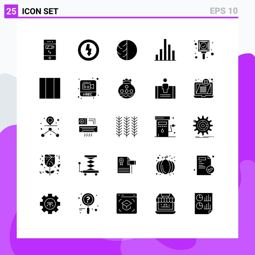 Pack of 25 Modern Solid Glyphs Signs and Symbols for Web Print Media such as inspect analytics dermatologist skin protection skin care Editable Vector Design Elements