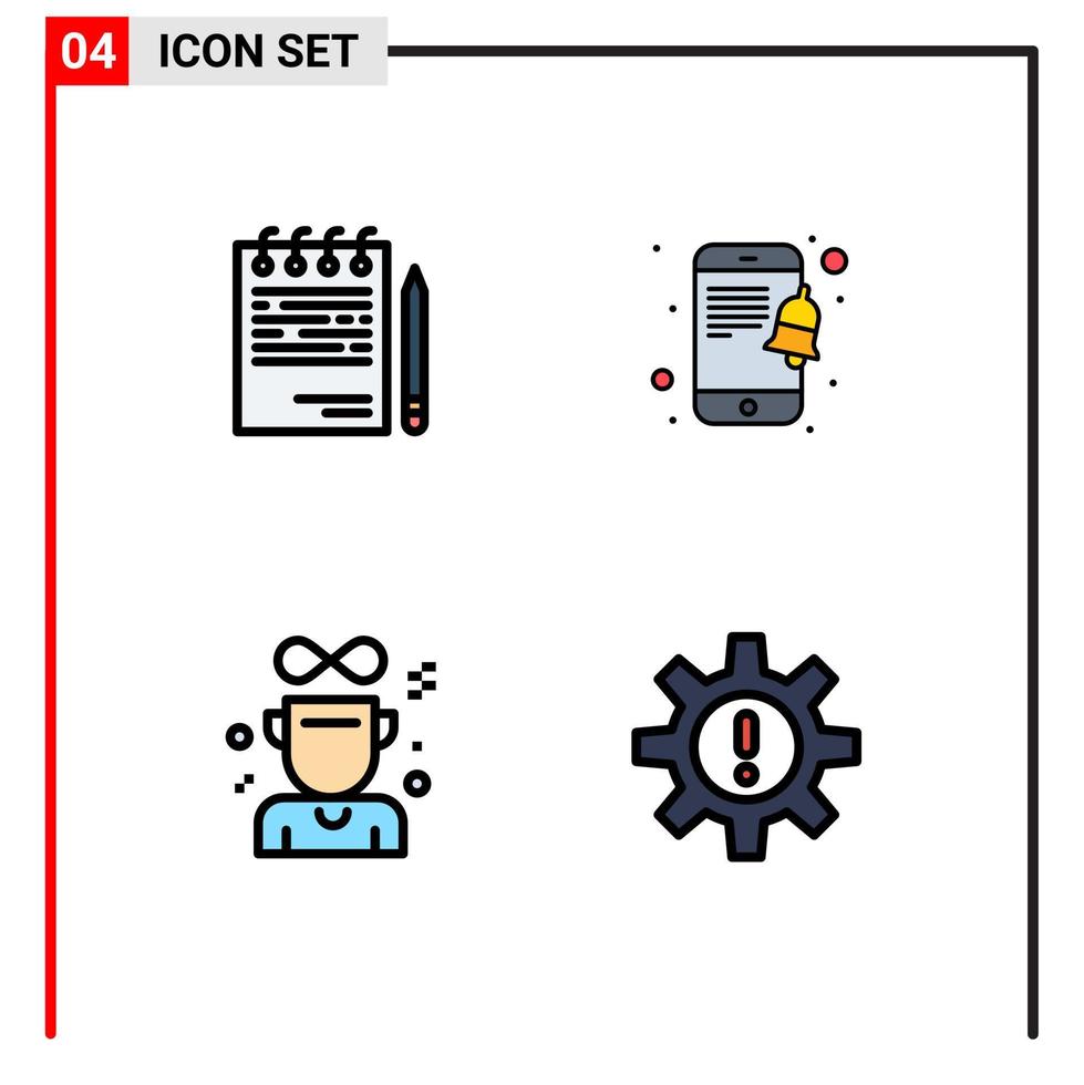 4 iconos creativos signos y símbolos modernos de la lista de copas de negocios notificación medalla elementos de diseño vectorial editables vector
