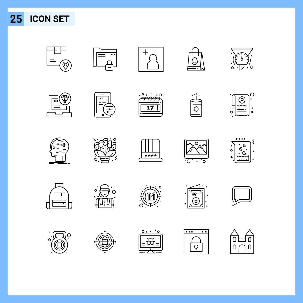 Modern Set of 25 Lines and symbols such as filter easter protection bag picture Editable Vector Design Elements