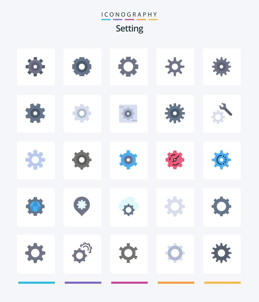 Creative Setting 25 Flat icon pack  Such As setting. wheel. cogs. gear. basic vector
