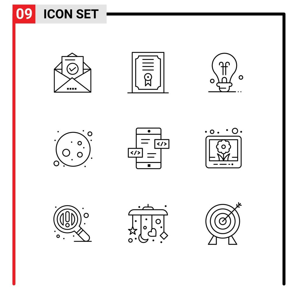 Modern Set of 9 Outlines and symbols such as image div education arrows planet Editable Vector Design Elements