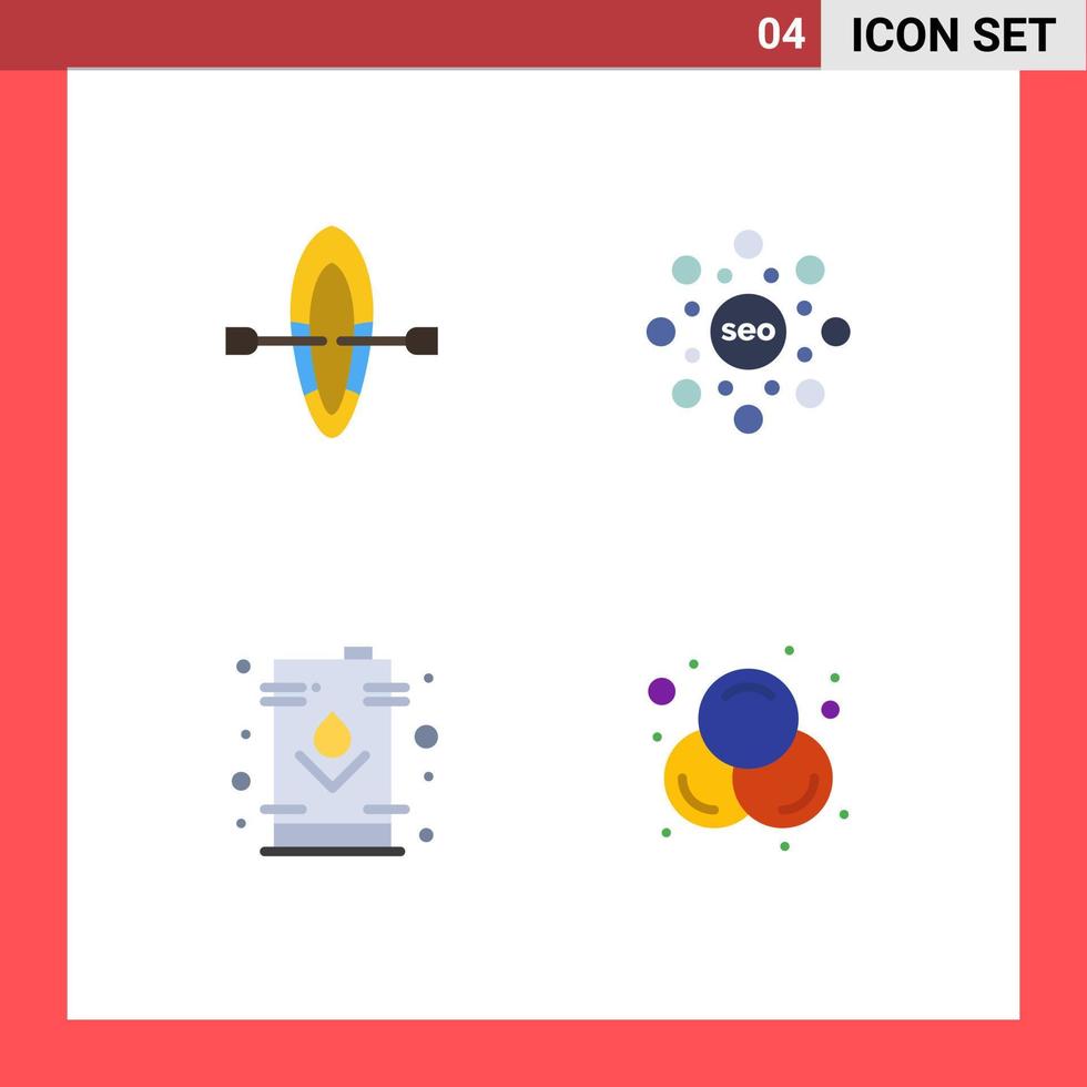 Set of 4 Modern UI Icons Symbols Signs for boat energy globe rank tank Editable Vector Design Elements