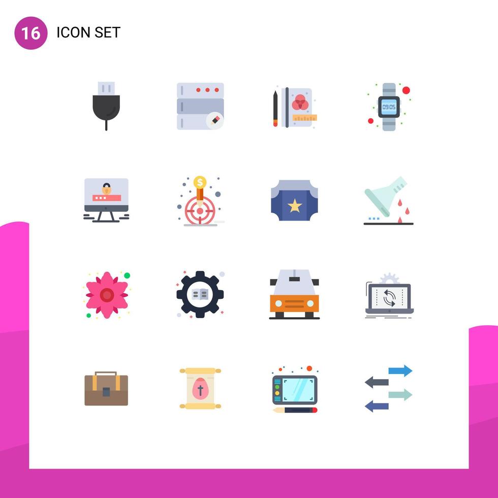 paquete de iconos de vector de stock de 16 signos y símbolos de línea para bloquear computadora tiempo de reloj de mano creativo paquete editable de elementos de diseño de vector creativo