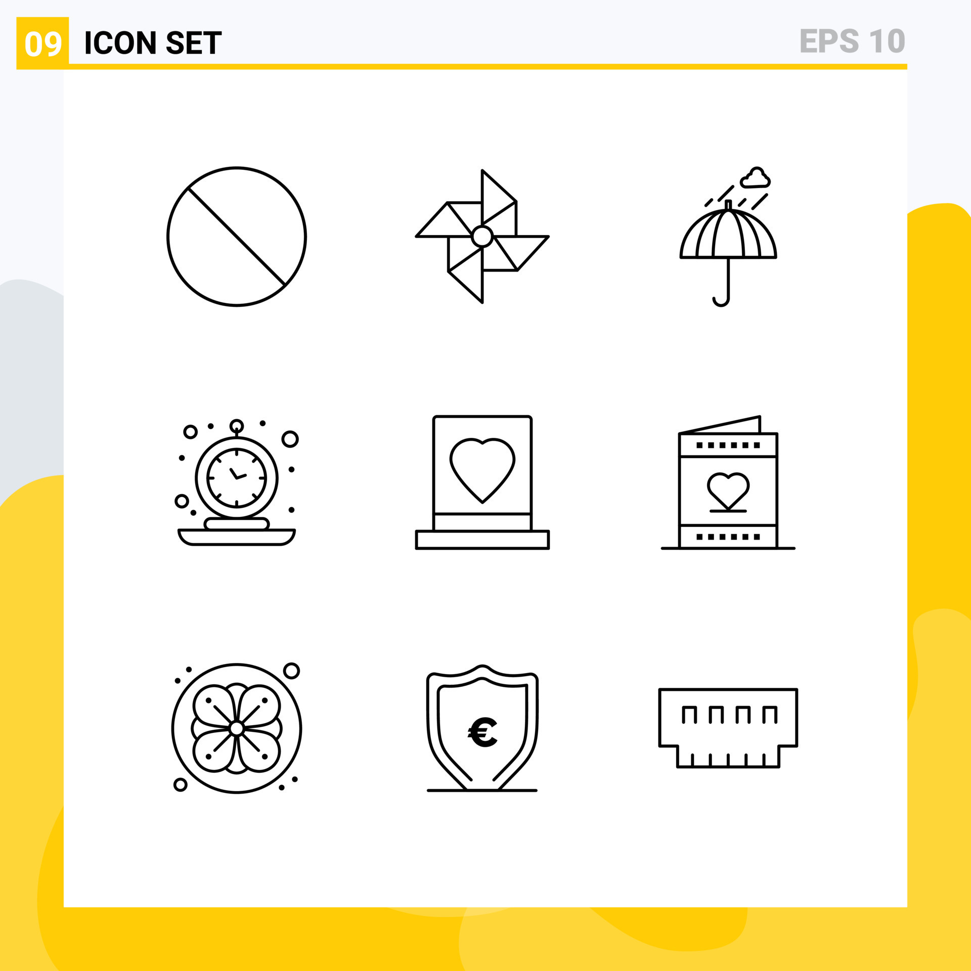 9 Universal Outlines Set for Web and Mobile Applications hat time rain