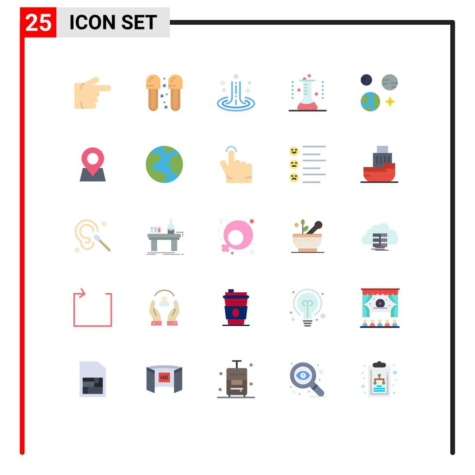Set of 25 Vector Flat Colors on Grid for planet lab glassware effect lab flask chemical flask Editable Vector Design Elements