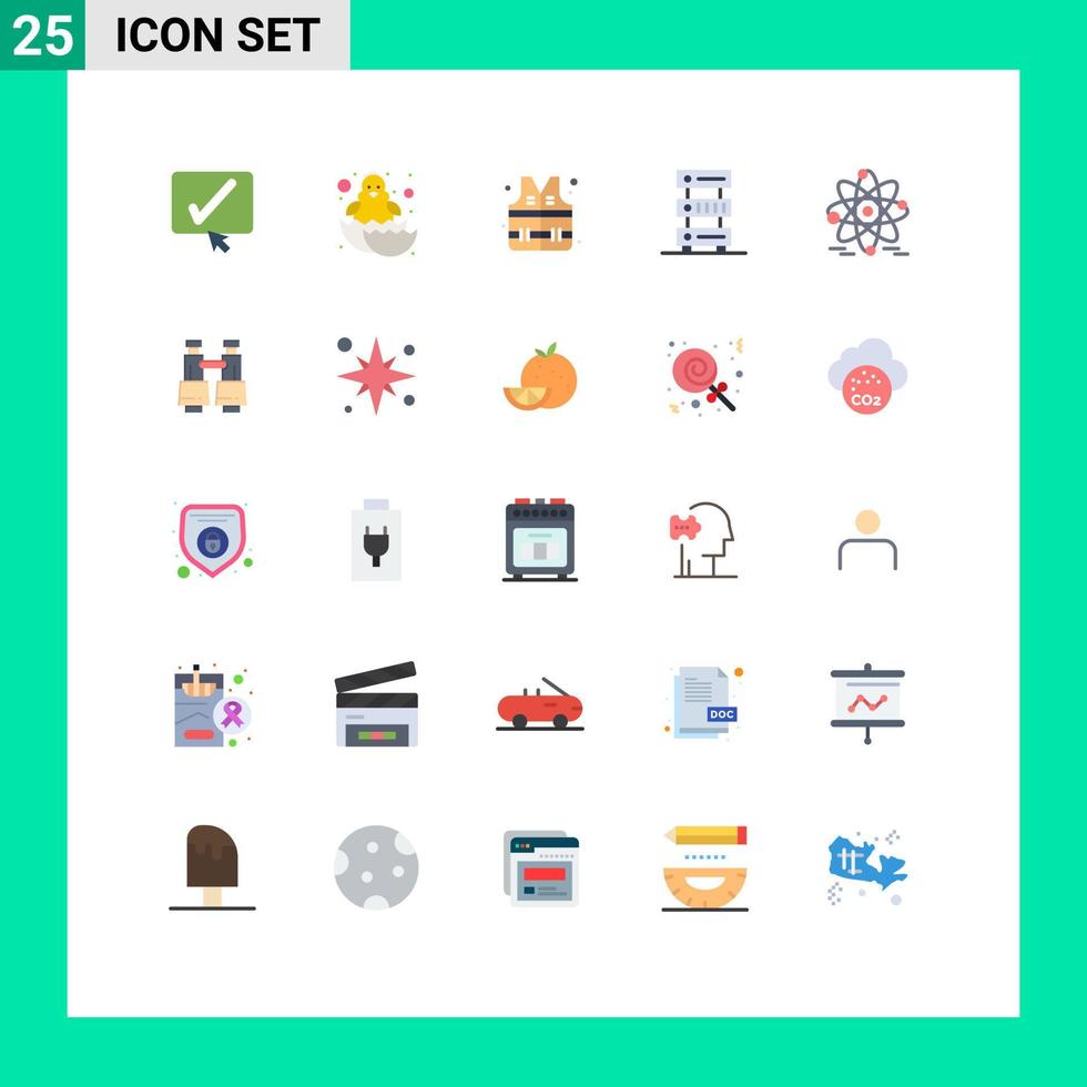 Set of 25 Modern UI Icons Symbols Signs for education storage lifejacket server database Editable Vector Design Elements