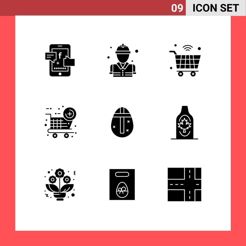9 User Interface Solid Glyph Pack of modern Signs and Symbols of egg new item cart new item wifi Editable Vector Design Elements