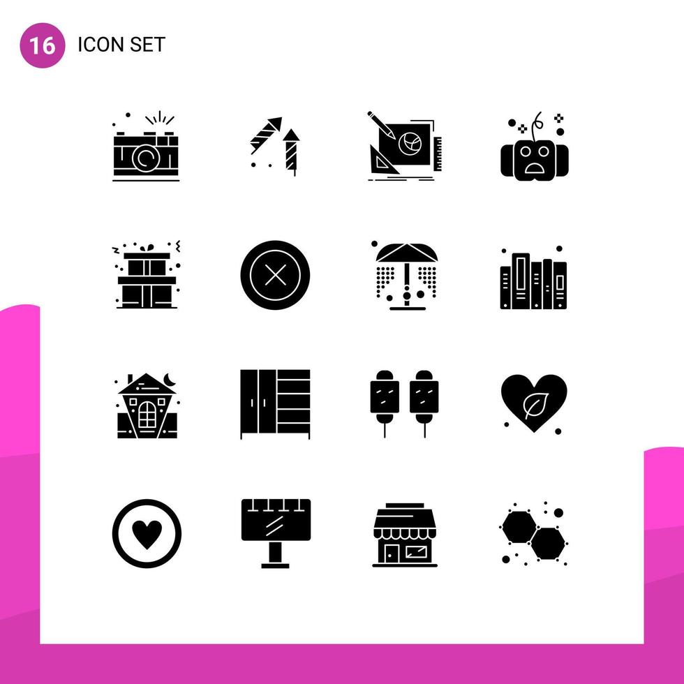 Set of 16 Modern UI Icons Symbols Signs for hallows eve firecracker all idea Editable Vector Design Elements