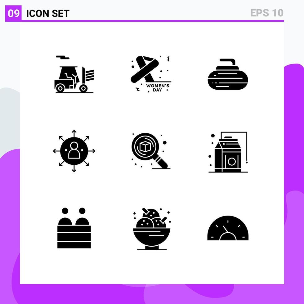 9 Universal Solid Glyphs Set for Web and Mobile Applications detail opportunity curling job arrows Editable Vector Design Elements