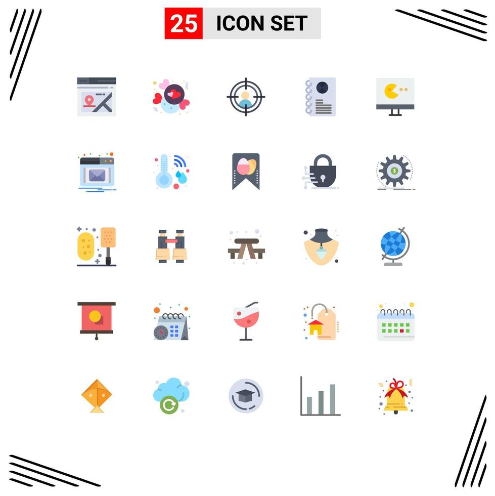Set of 25 Vector Flat Colors on Grid for video game target book entertaiment Editable Vector Design Elements