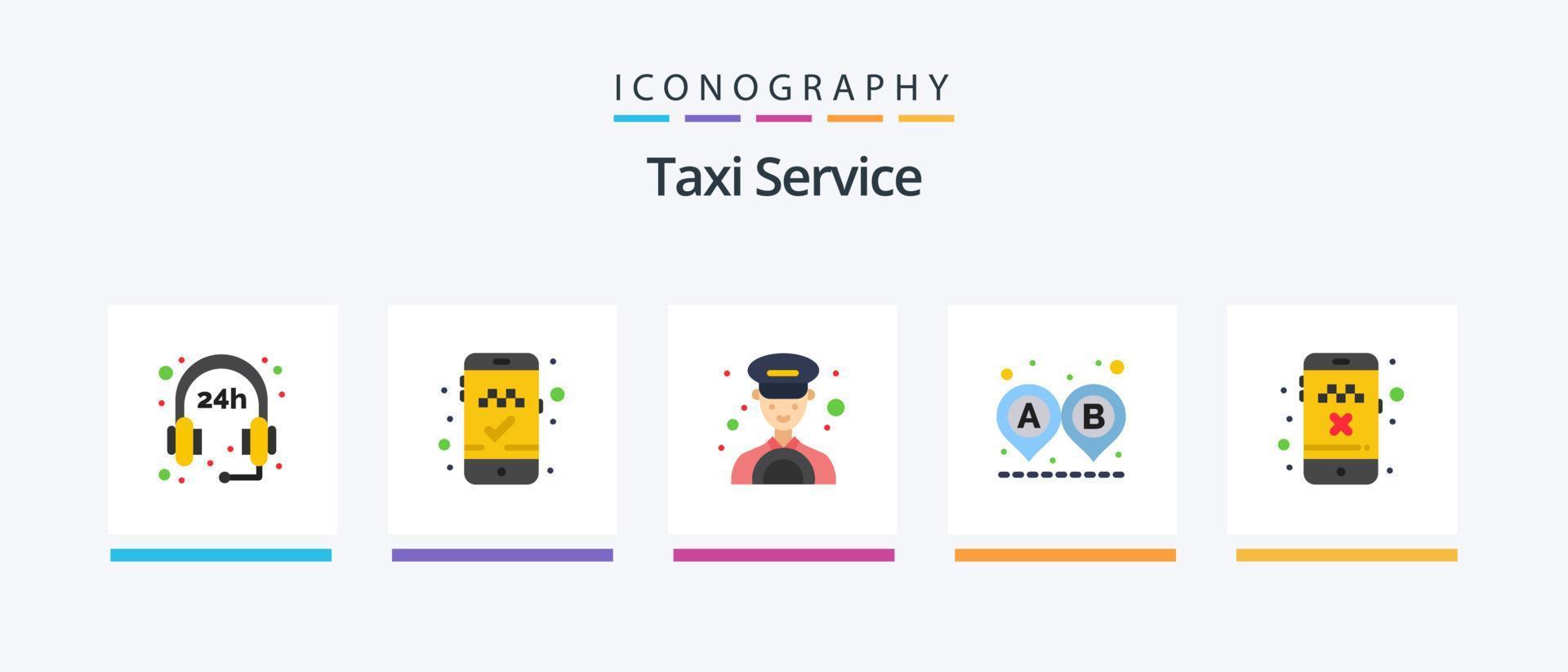 Taxi Service Flat 5 Icon Pack Including . taxi. taxi. cancel ride. ride. Creative Icons Design vector