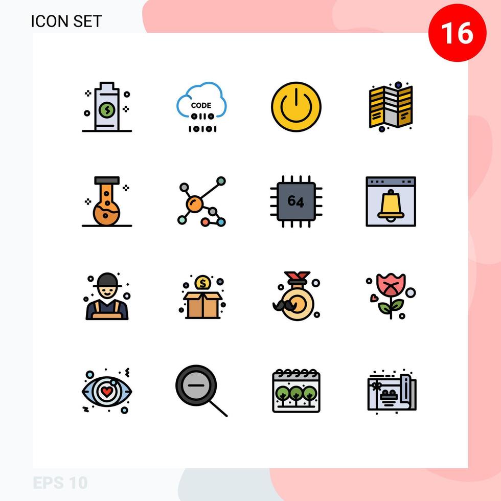 Modern Set of 16 Flat Color Filled Lines and symbols such as print flyer programming brochure environment Editable Creative Vector Design Elements