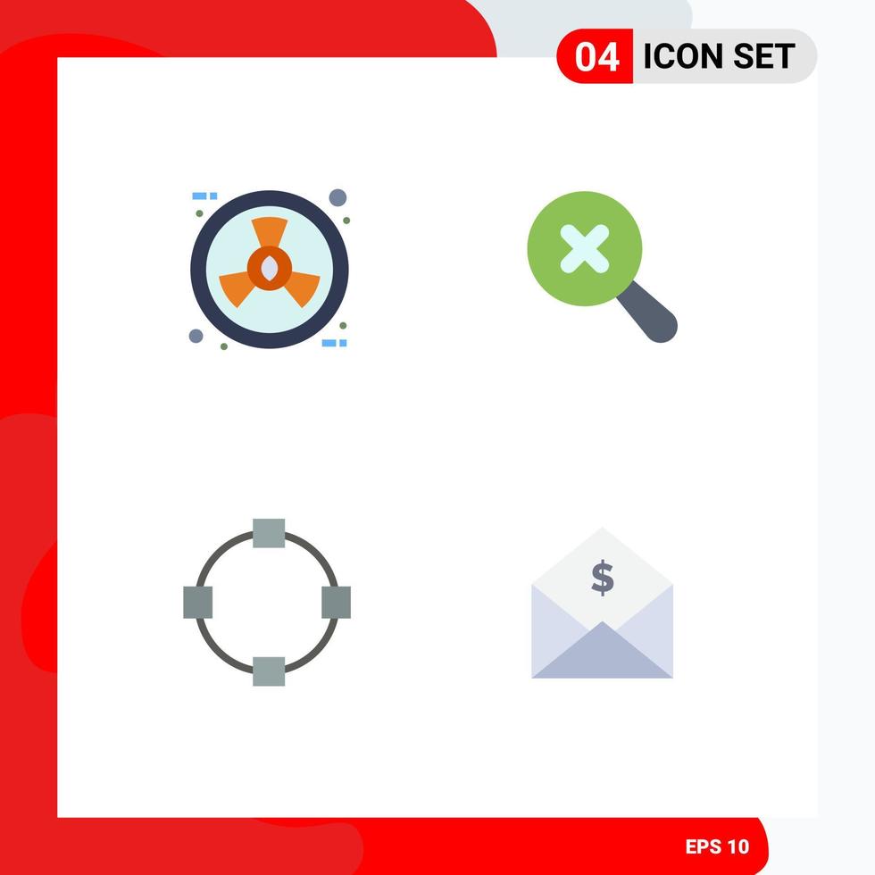 Pictogram Set of 4 Simple Flat Icons of eco points nature zoom mail Editable Vector Design Elements