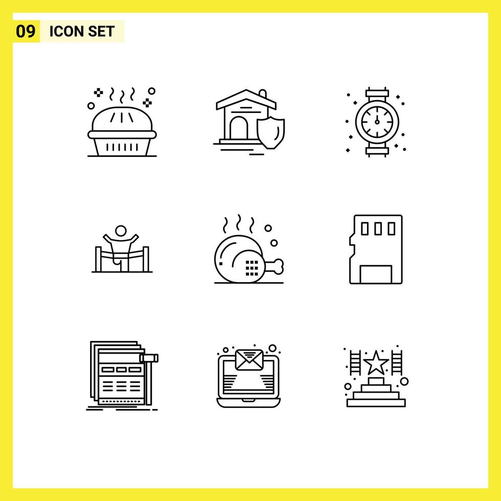 9 iconos creativos, signos y símbolos modernos de liderazgo, acabados, negocios inmobiliarios, plomería, elementos de diseño vectorial editables vector