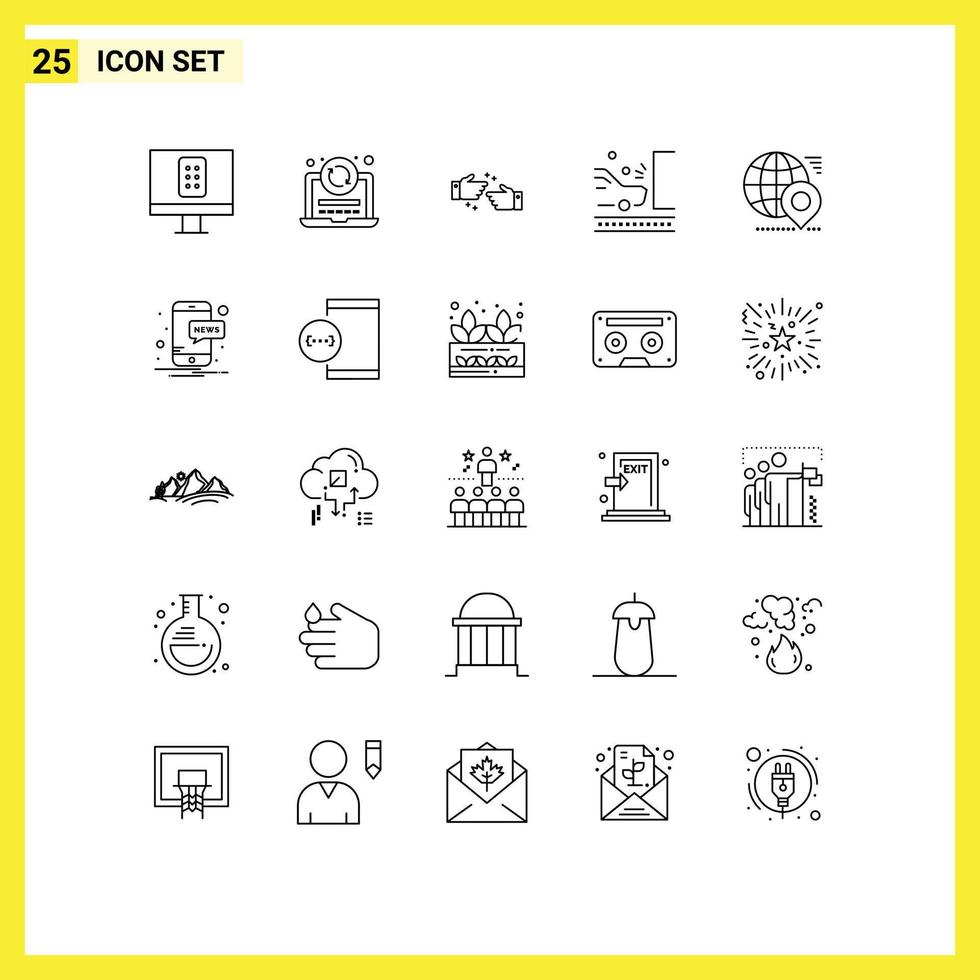 Set of 25 Modern UI Icons Symbols Signs for earth traffic done safety navigation Editable Vector Design Elements