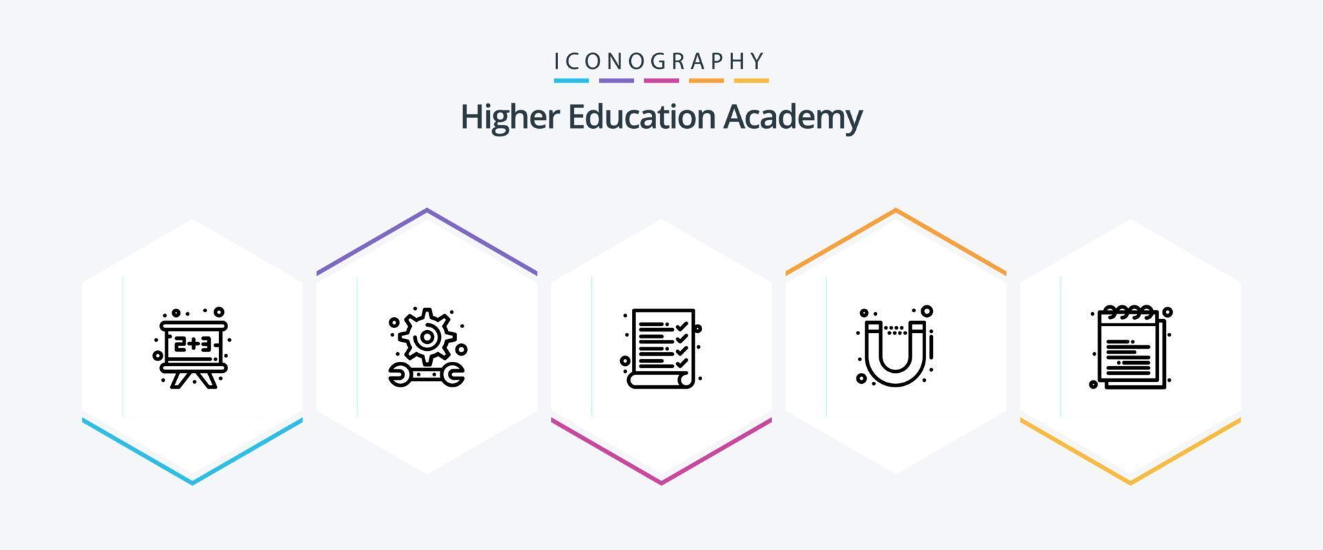 paquete de iconos de 25 líneas de academia que incluye estudio. educación. auditoría. academia. línea de corriente vector