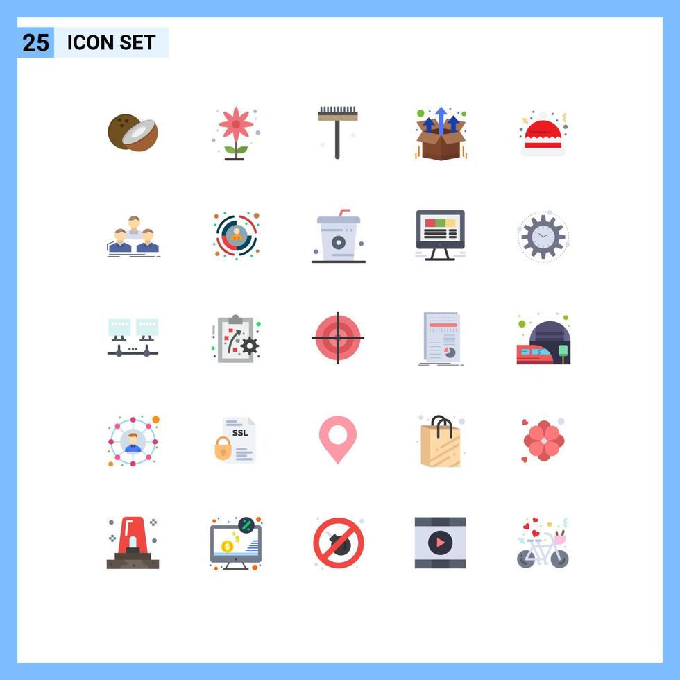 paquete de iconos de vector de stock de 25 signos y símbolos de línea para elementos de diseño de vector editables de producto de Navidad de rastrillo de sombrero de empresa