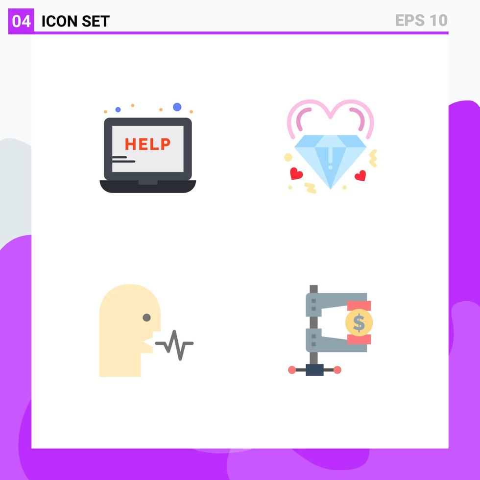 Flat Icon Pack of 4 Universal Symbols of help audio support love person Editable Vector Design Elements