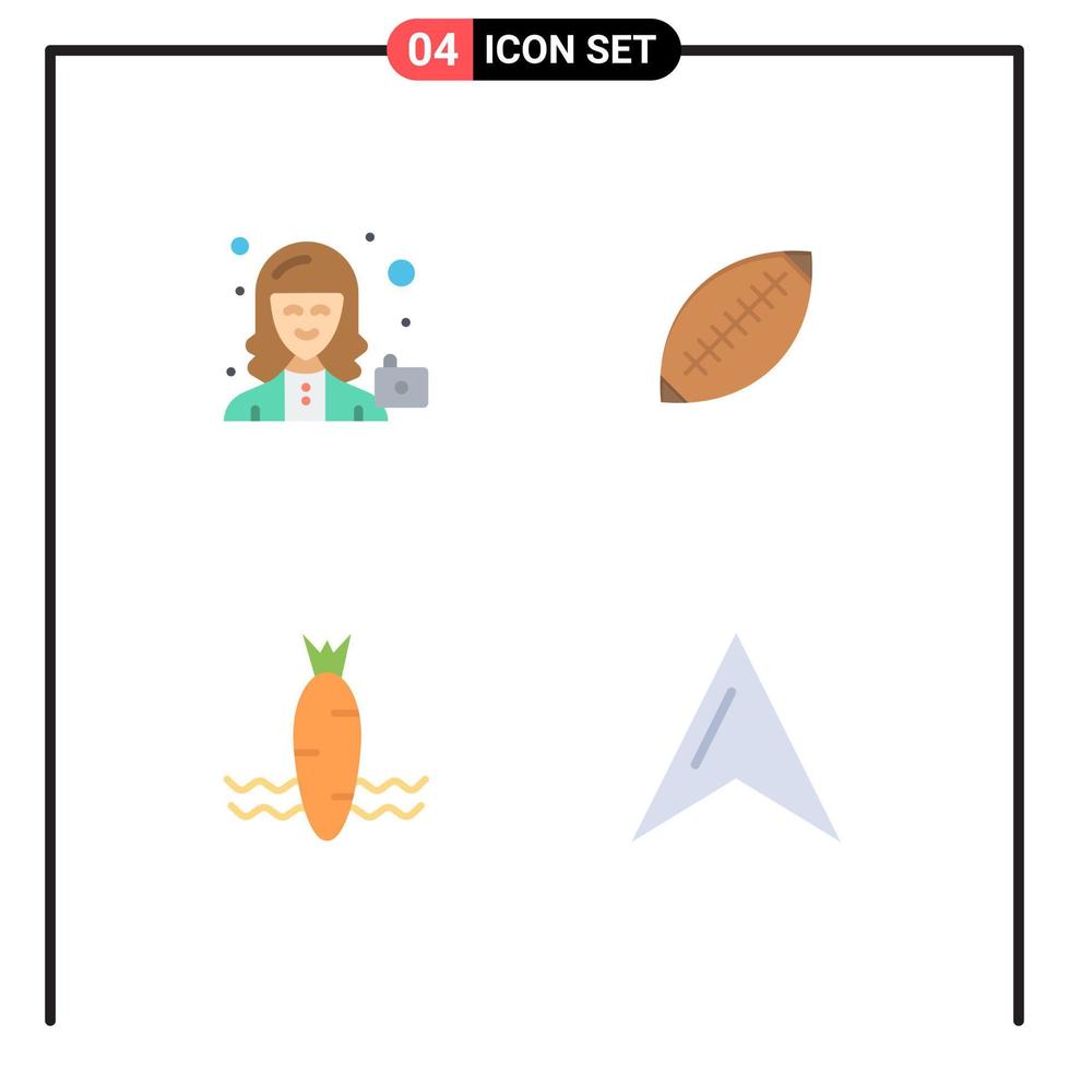 Stock Vector Icon Pack of 4 Line Signs and Symbols for avatar rugby ball profile australia sydney Editable Vector Design Elements