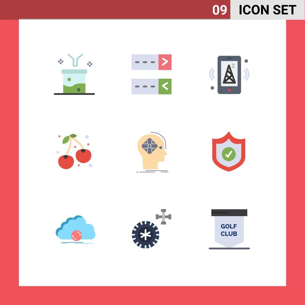 9 iconos creativos, signos y símbolos modernos de ciberagricultura, alimentos en Internet, bayas, elementos de diseño vectorial editables vector