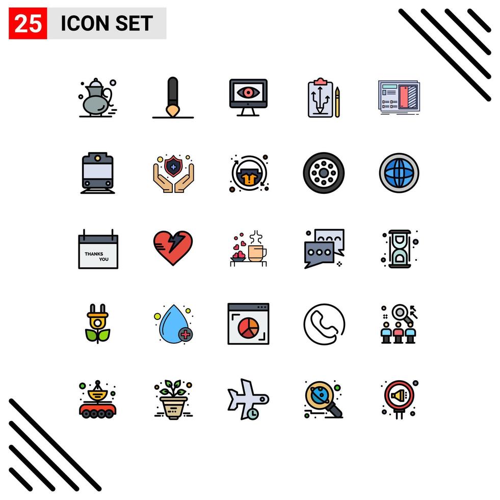 conjunto de 25 iconos modernos de la interfaz de usuario símbolos signos para el diseño pensar tácticas informáticas planificar elementos de diseño vectorial editables vector