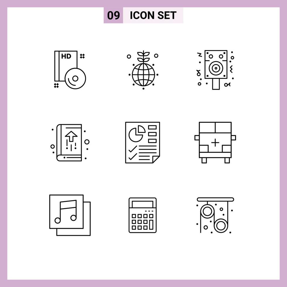 9 Outline concept for Websites Mobile and Apps notebook business green book party Editable Vector Design Elements