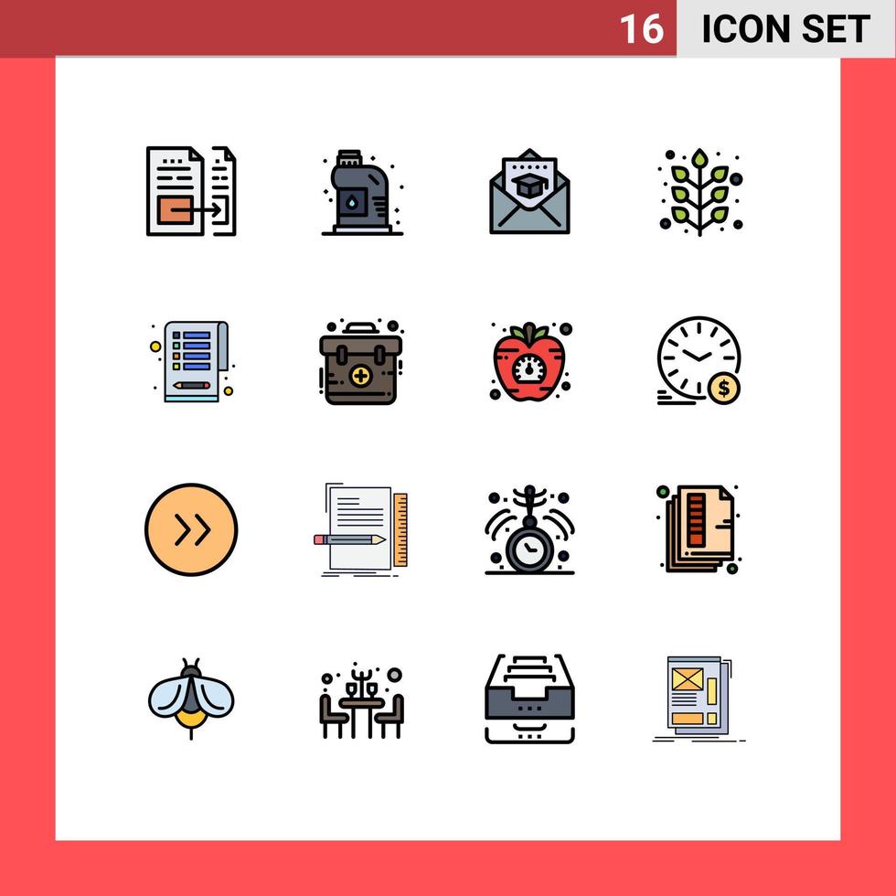 Universal Icon Symbols Group of 16 Modern Flat Color Filled Lines of checklist leaf plumbing fall mail Editable Creative Vector Design Elements