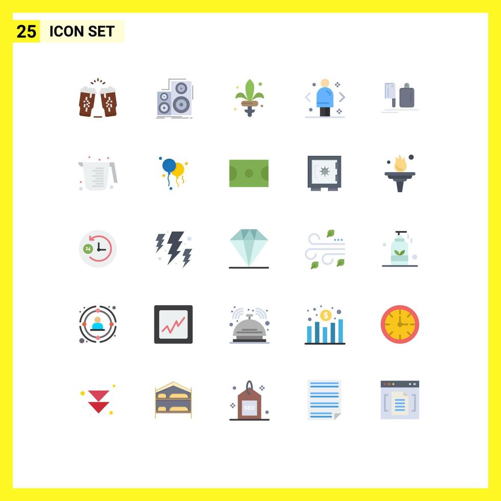 Flat Color Pack of 25 Universal Symbols of direction compare speaker business weapon Editable Vector Design Elements