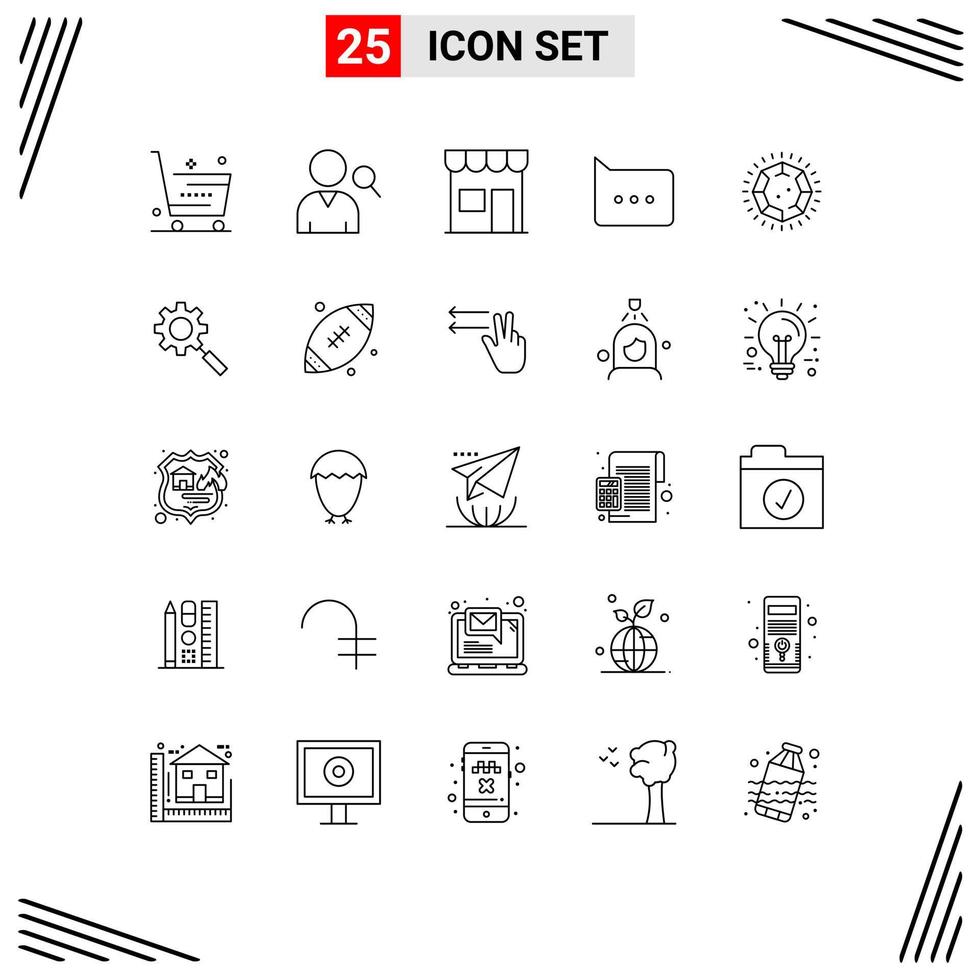 25 Creative Icons Modern Signs and Symbols of gem comment building chat shop Editable Vector Design Elements